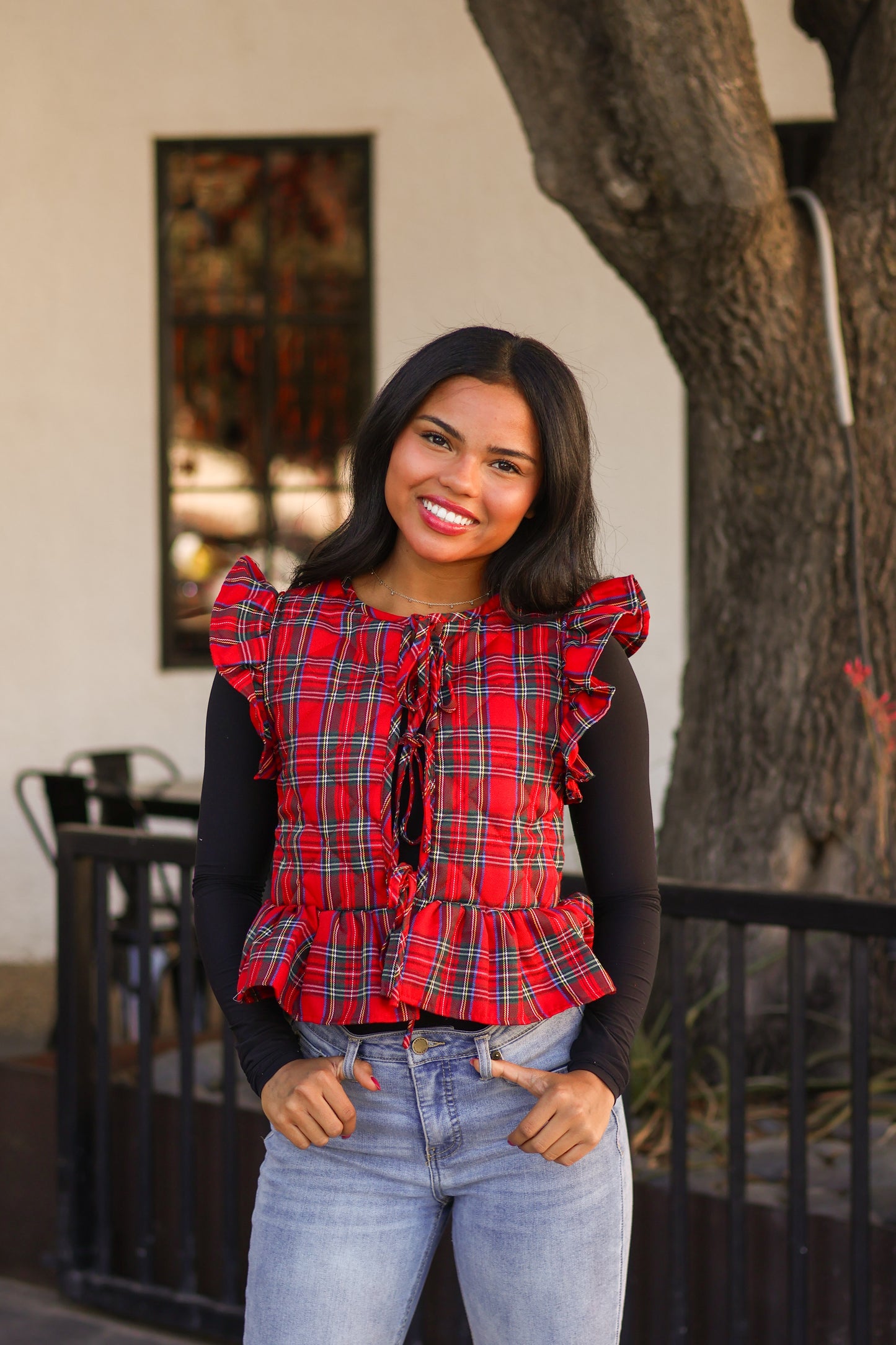 Red Plaid Quilted Vest