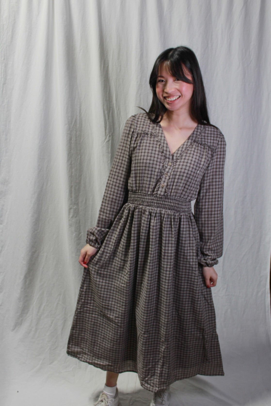 Plaid Long Sleeve Dress