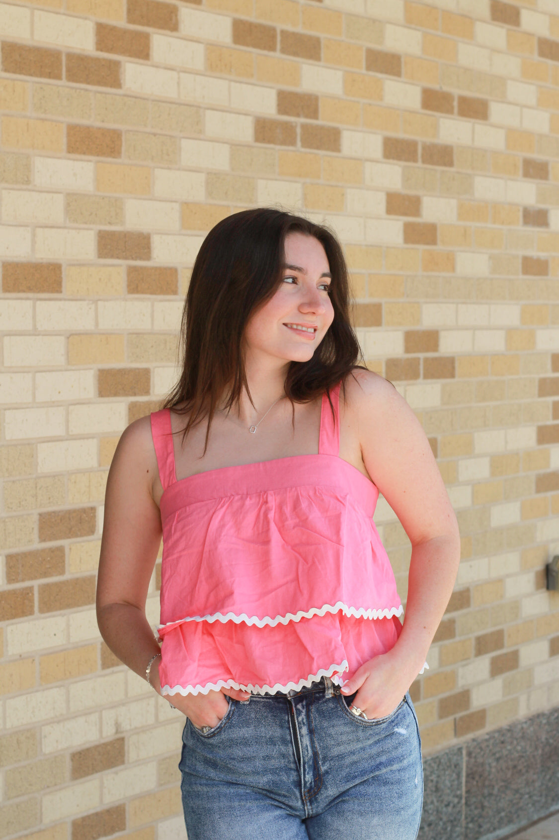 Pink Scallop Trim Top