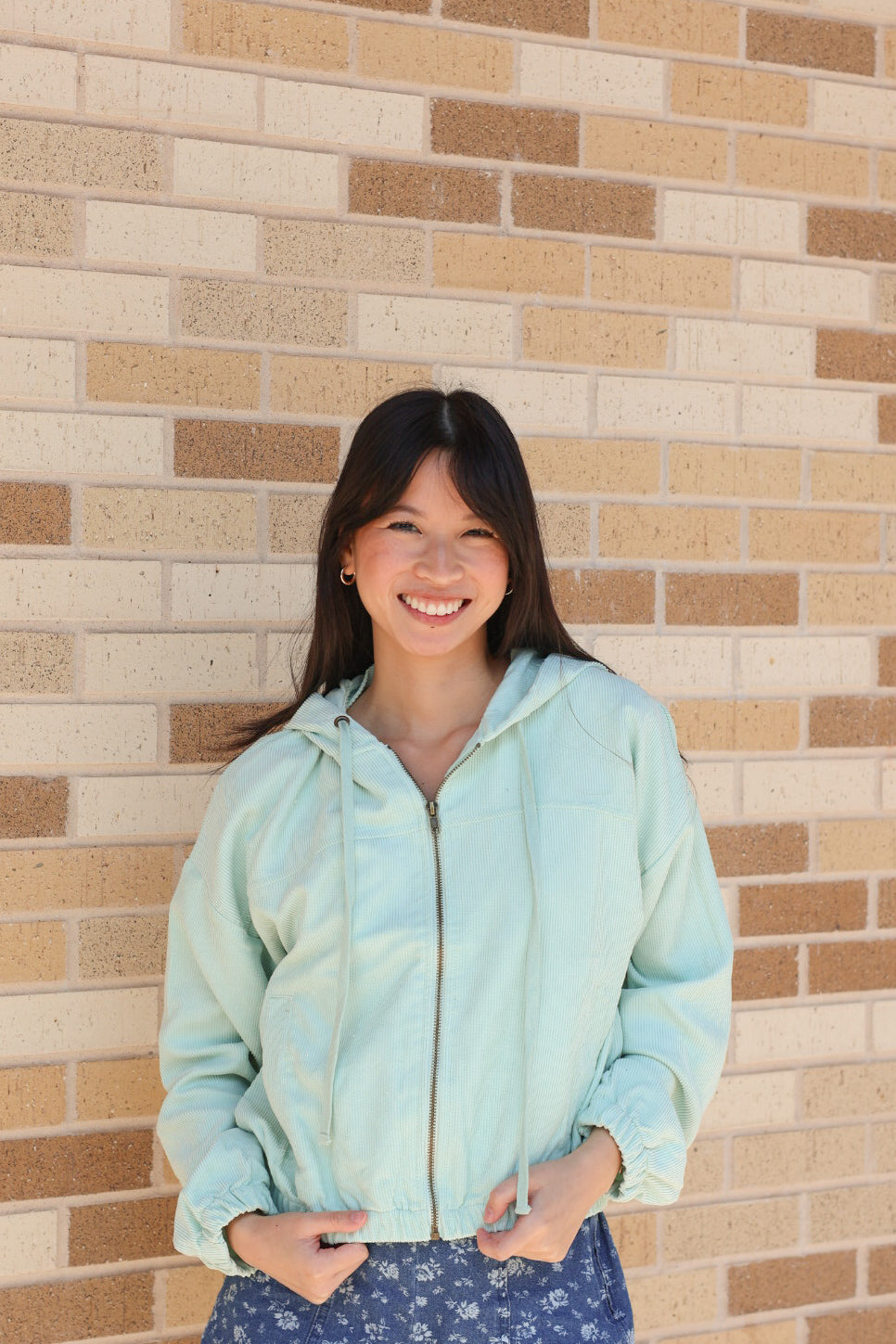 Mint Corduroy Zip Up Jacket