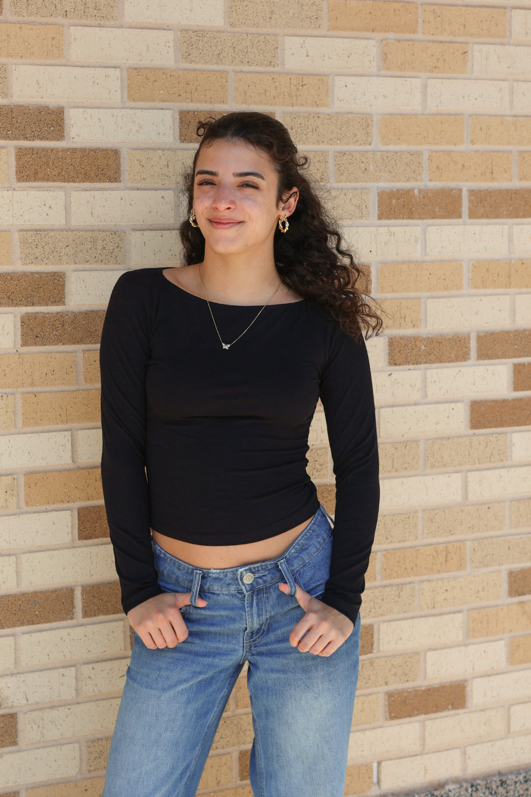 Long Sleeve Boat Neck Top