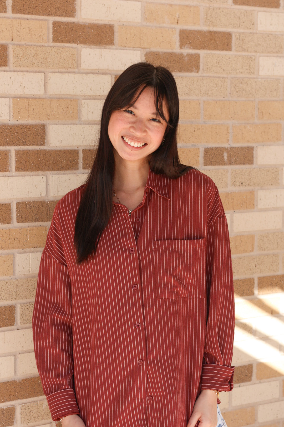Striped Burgundy Button Down
