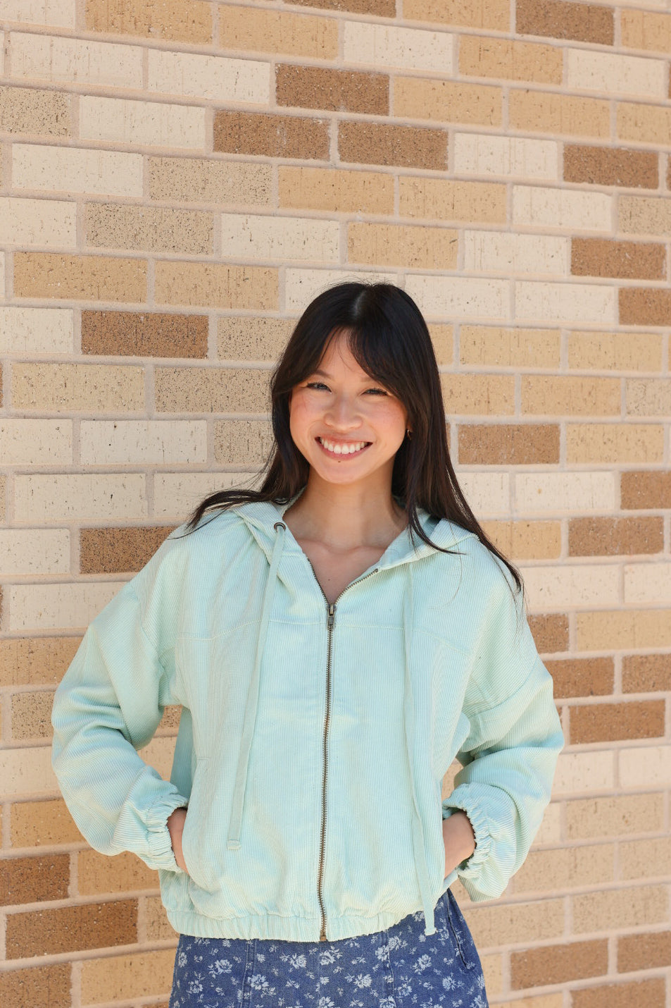 Mint Corduroy Zip Up Jacket