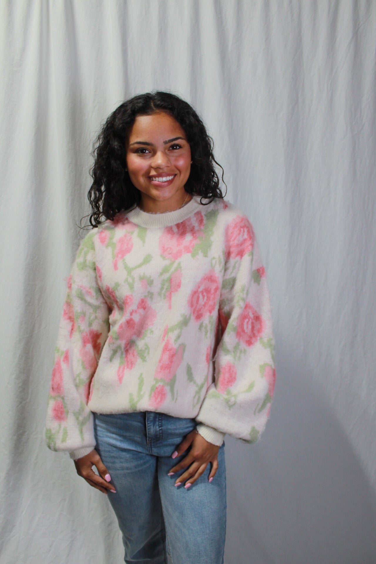 Oversized Floral Sweater
