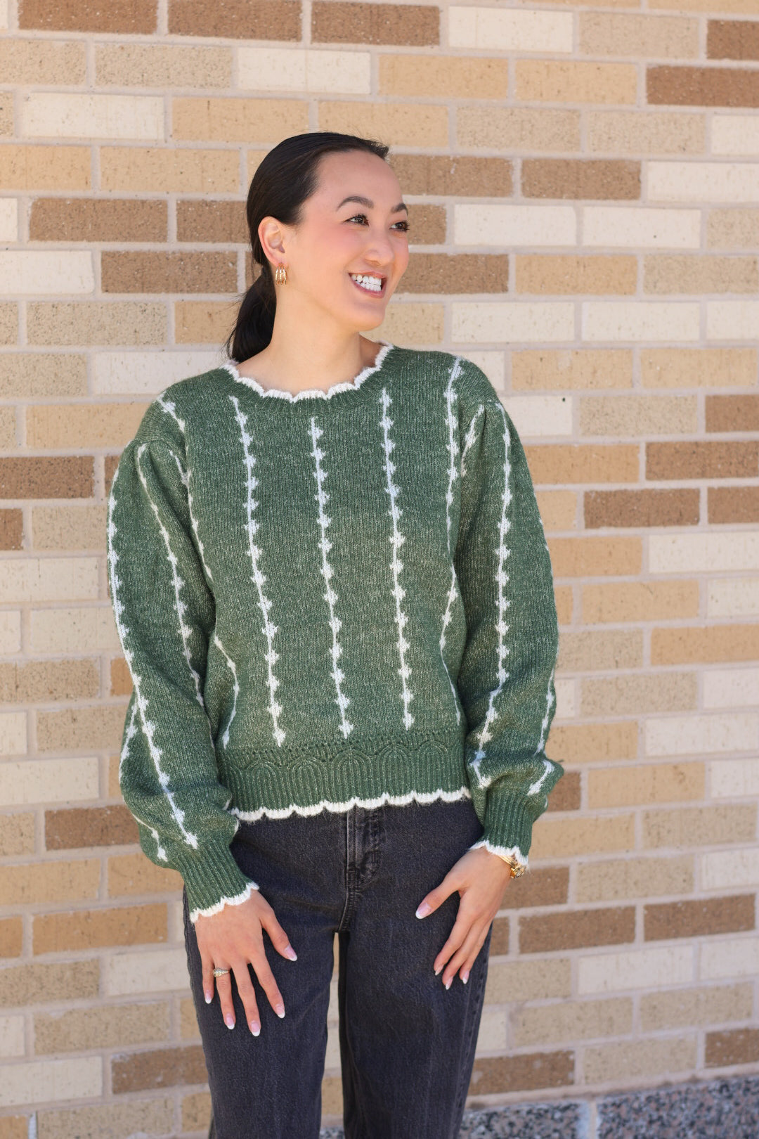 Green Scallop Sweater