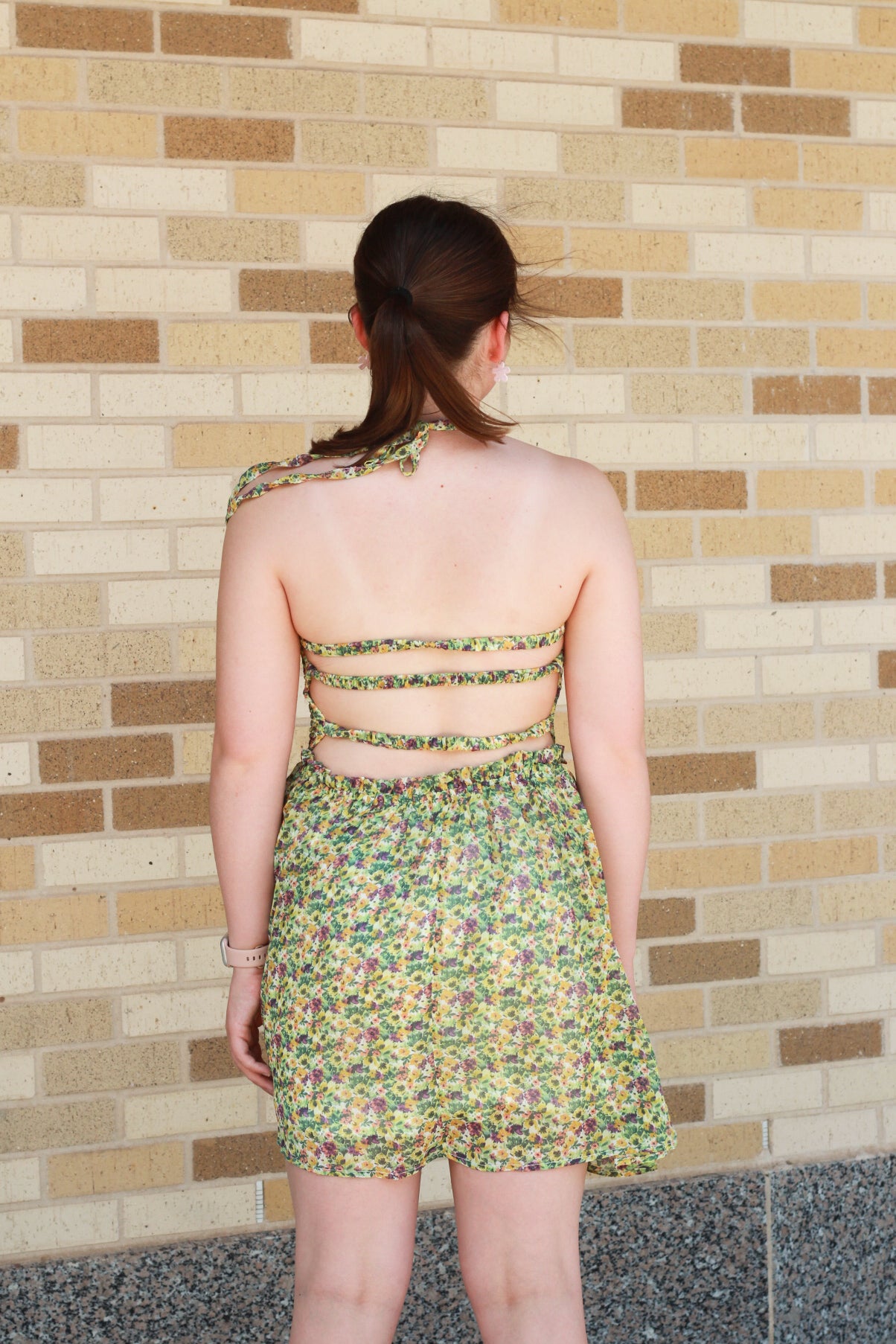 Floral Halter Open Back Dress
