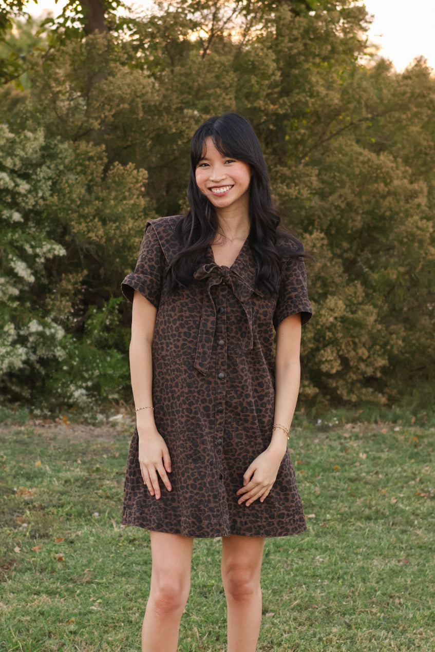 Leopard Sailor Collar Dress