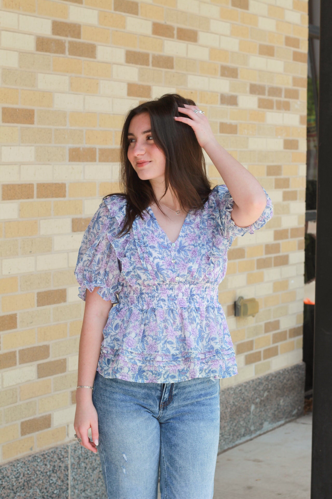 Lilac V-Neck Floral Top