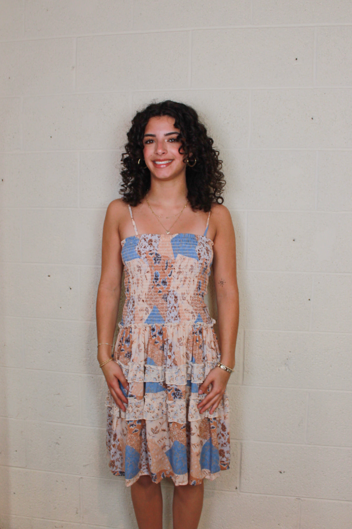 Patchwork Tie Strap Dress