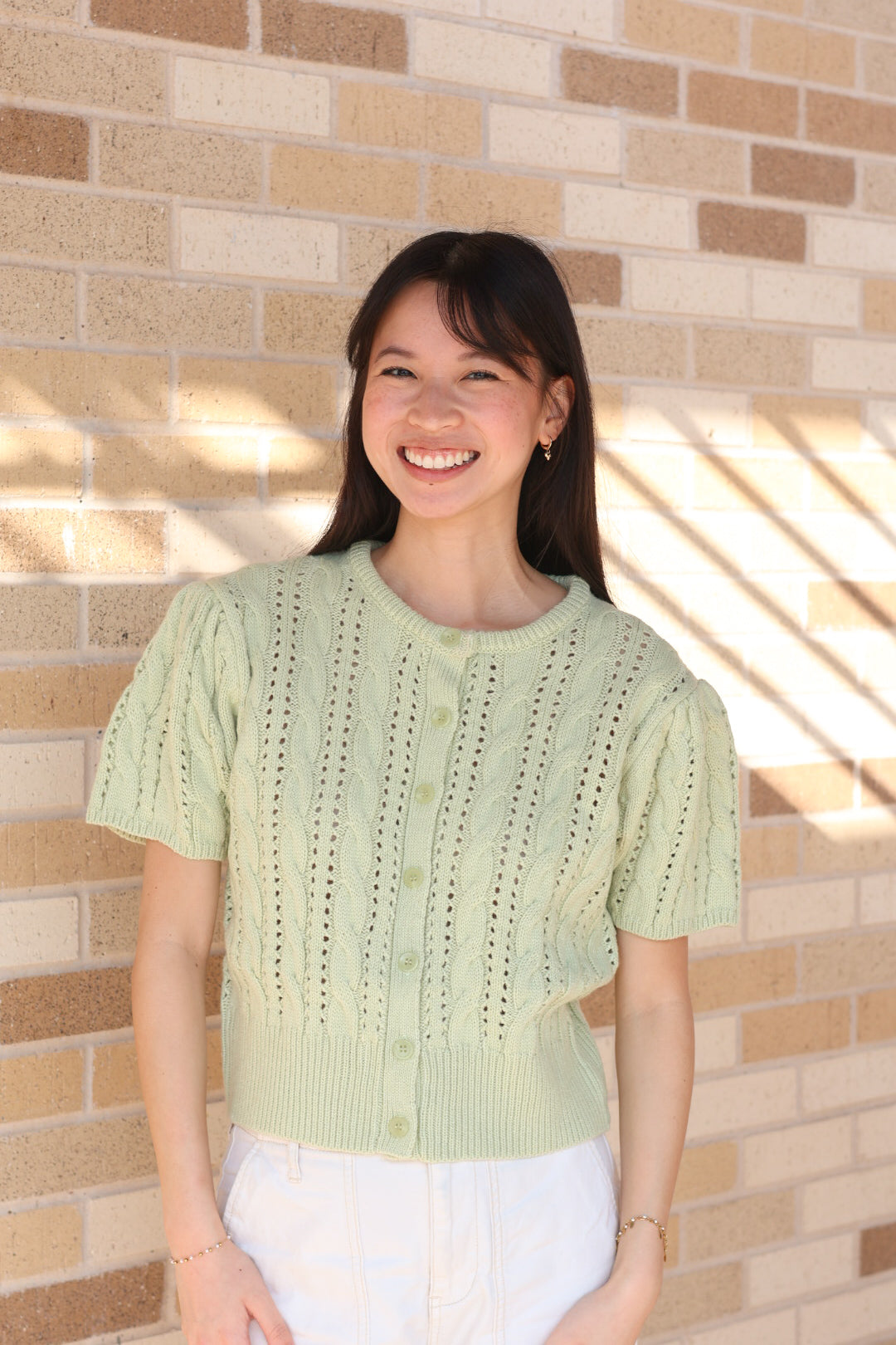 Light Green Cable Knit Top