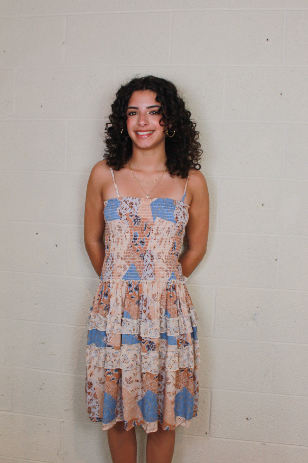 Patchwork Tie Strap Dress