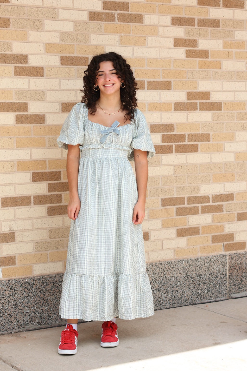 Dusty Blue Puff Sleeve Dress