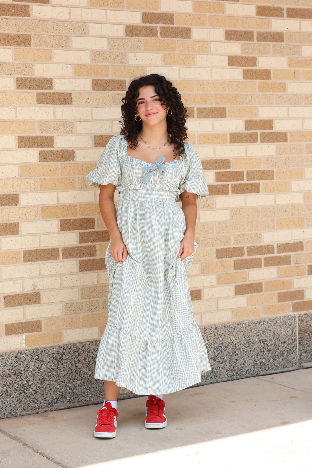 Dusty Blue Puff Sleeve Dress