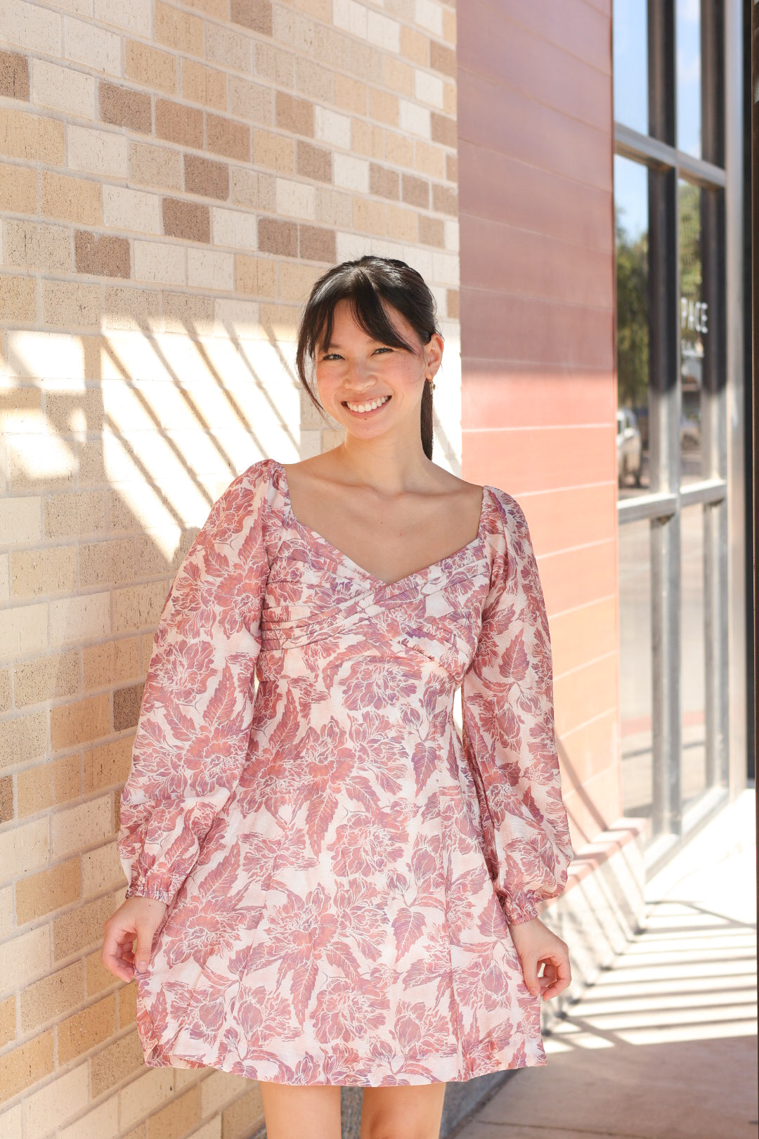 Mauve Sweetheart Long Sleeve Dress