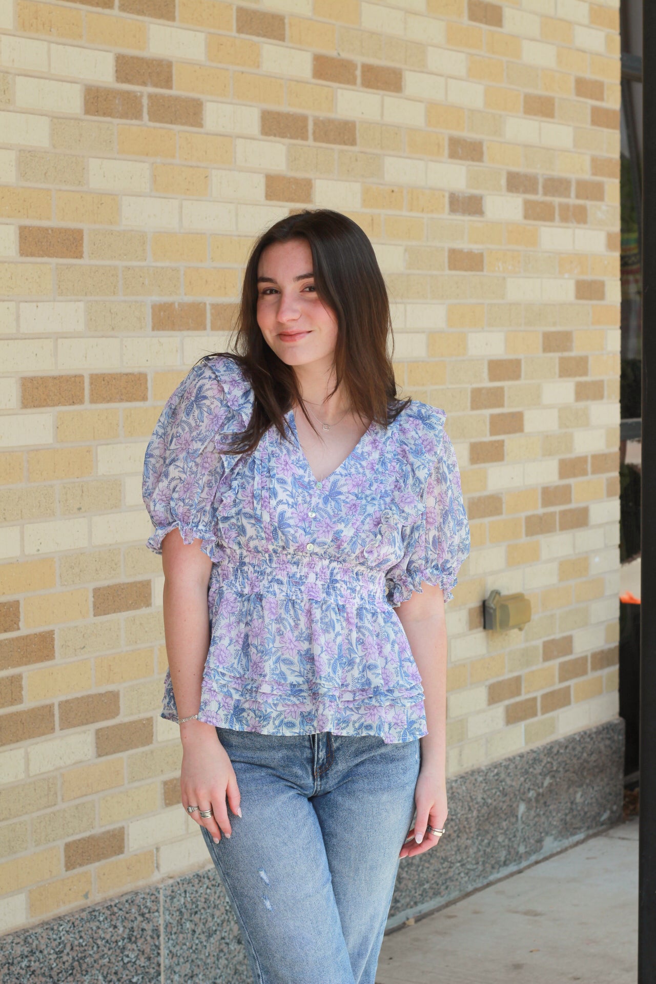 Lilac V-Neck Floral Top