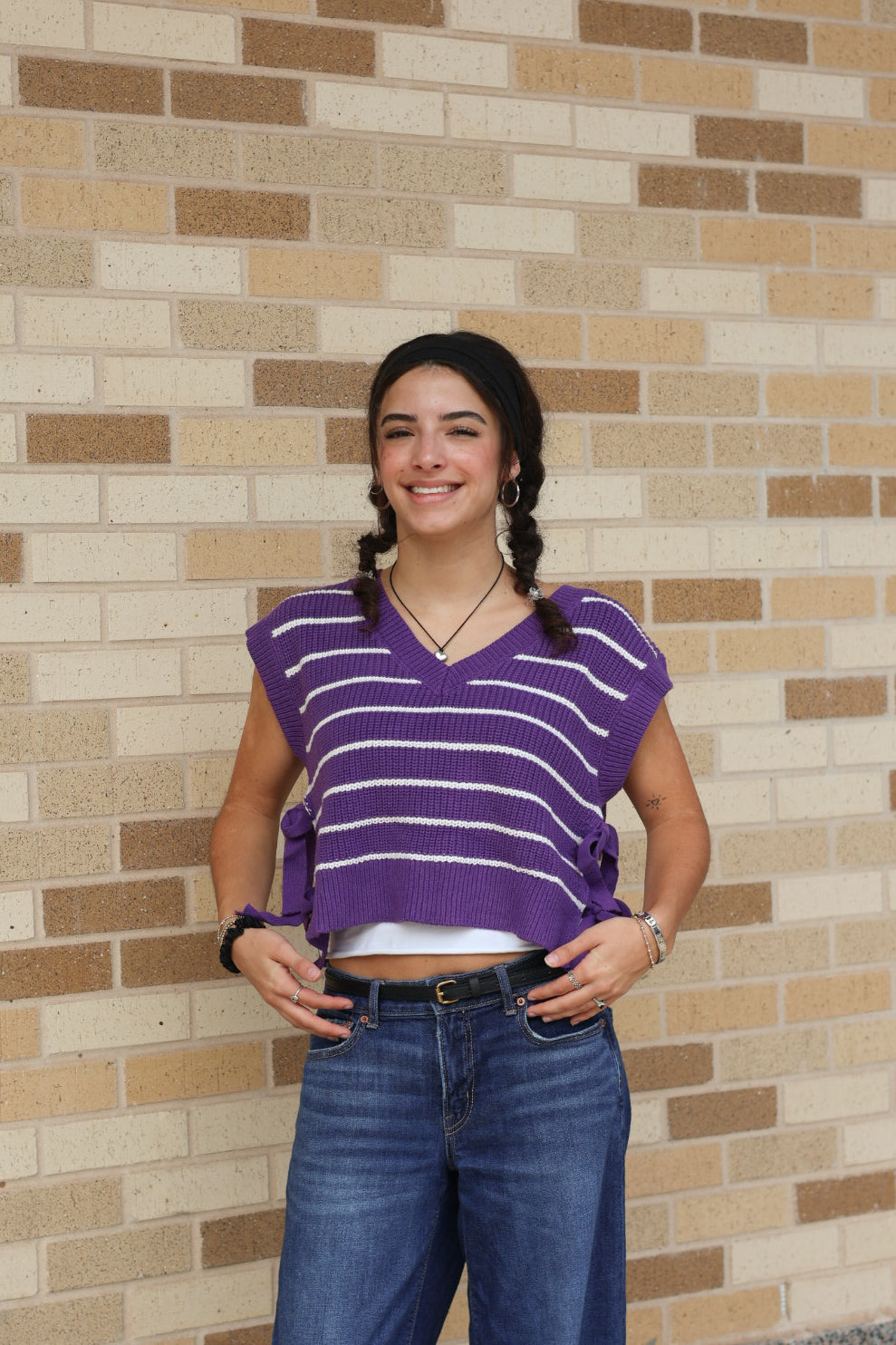 Purple Striped Sweater Vest
