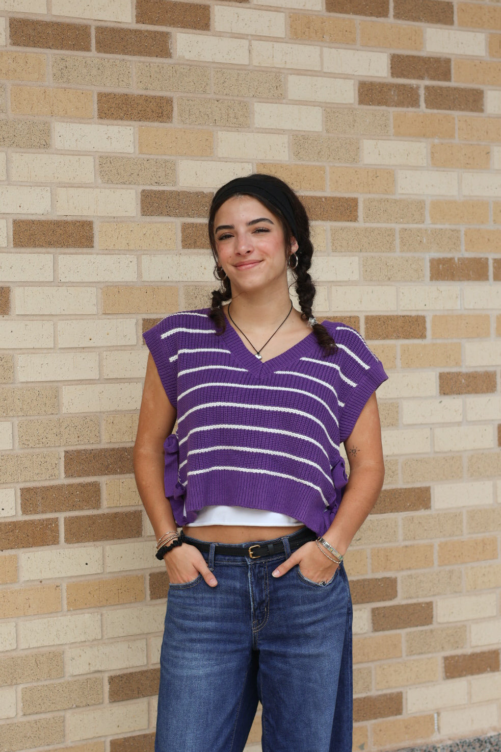 Purple Striped Sweater Vest