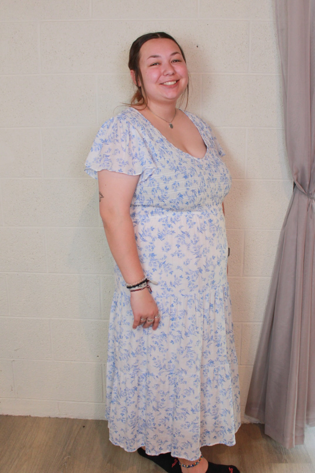 Floral Flutter Sleeve Dress
