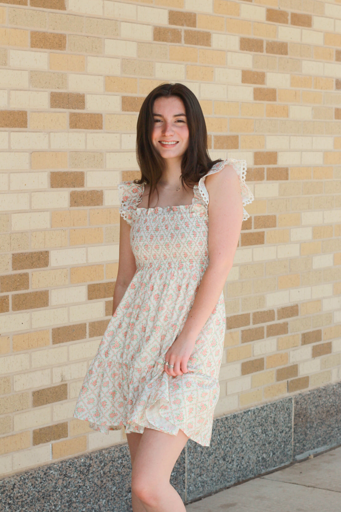 Floral Trellis Pattern Dress