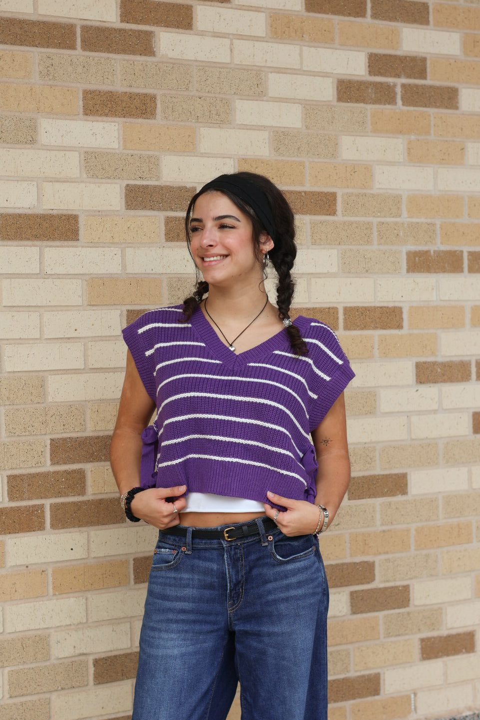 Purple Striped Sweater Vest