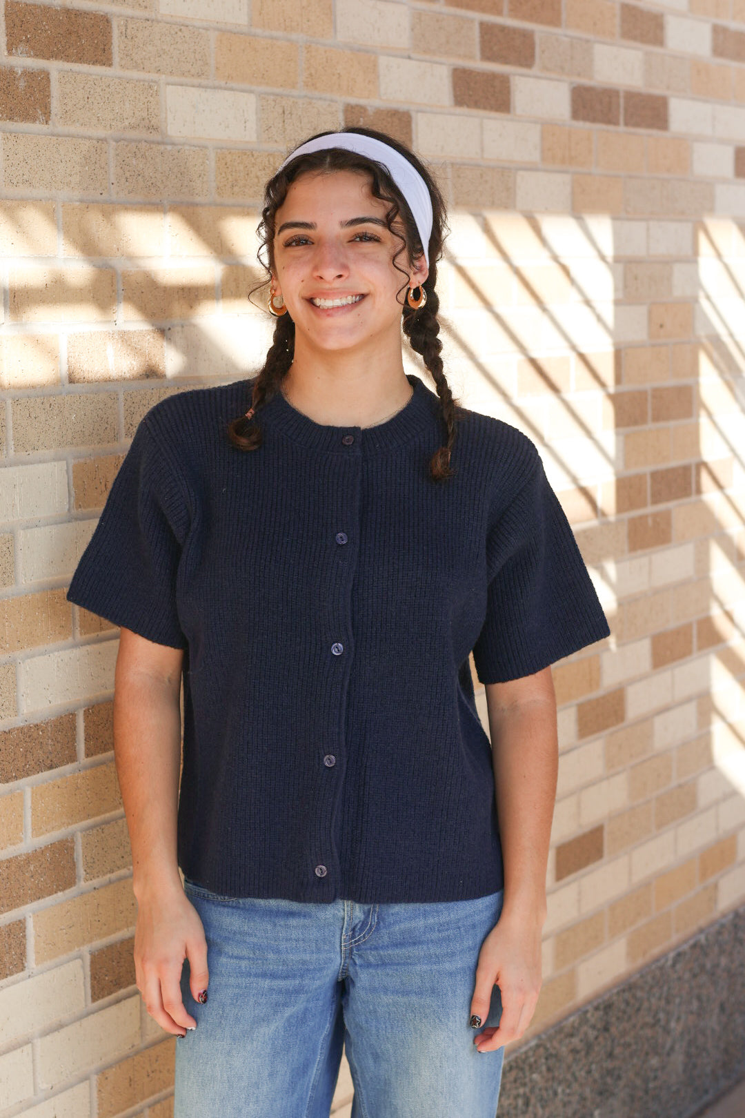Navy Short Sleeve Cardigan