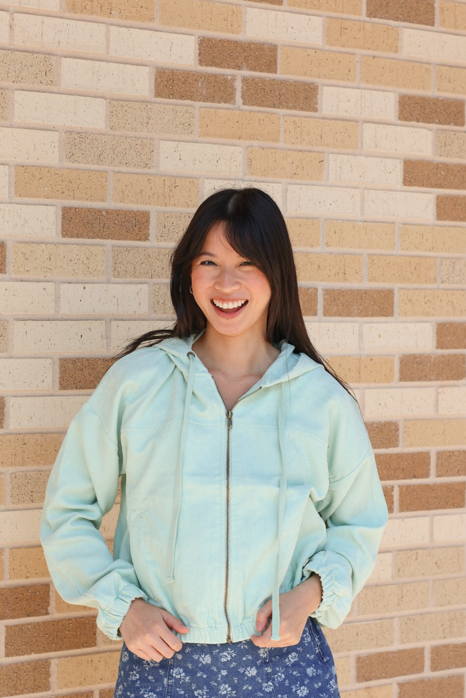 Mint Corduroy Zip Up Jacket