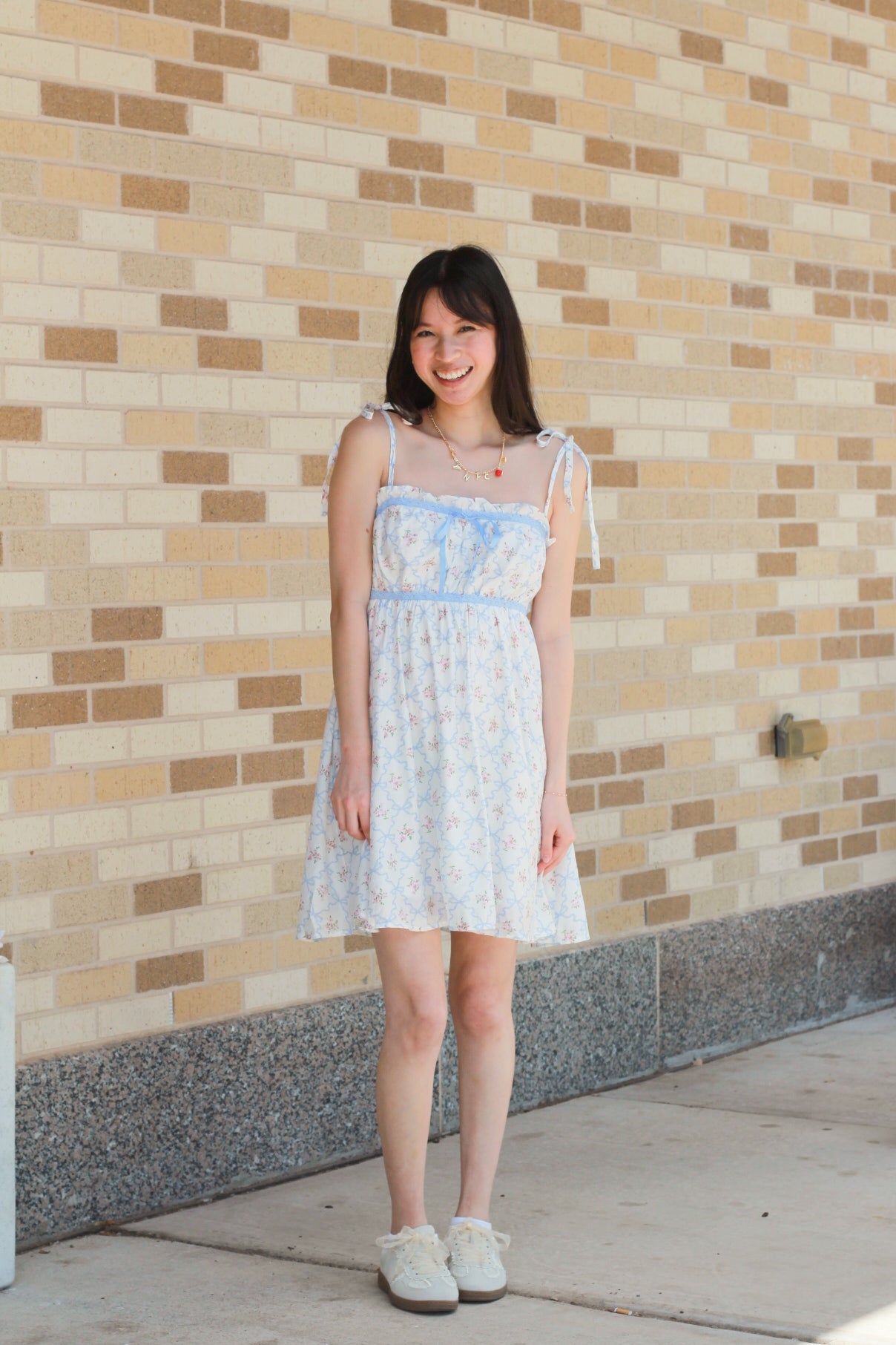 Floral Bow Tie Strap Dress