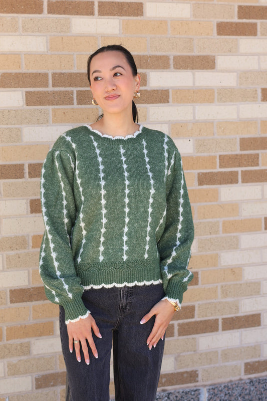 Green Scallop Sweater