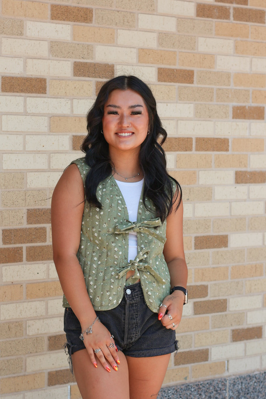Sage Floral Quilted Vest