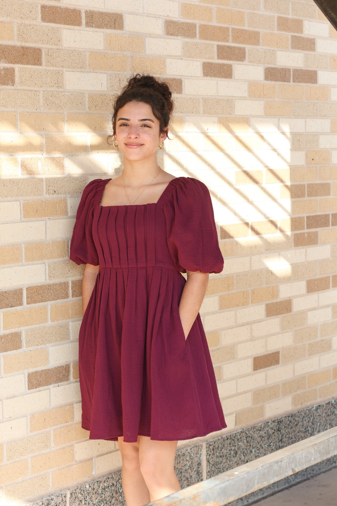 Deep Plum Pleated Dress