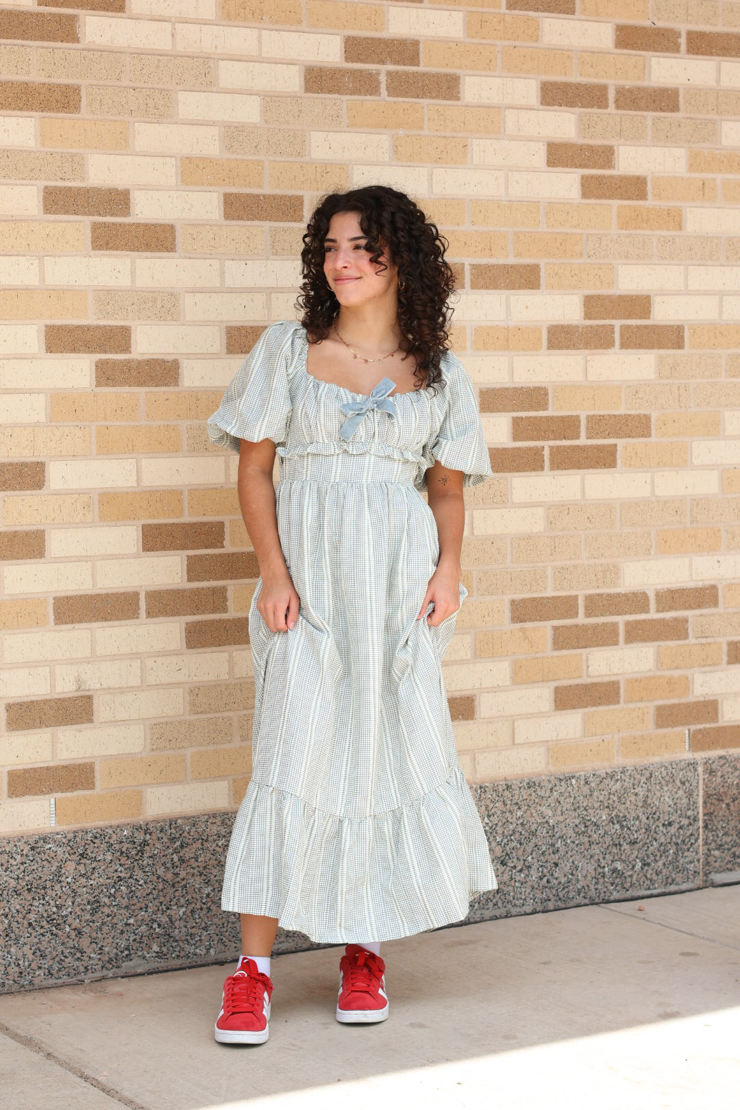 Dusty Blue Puff Sleeve Dress