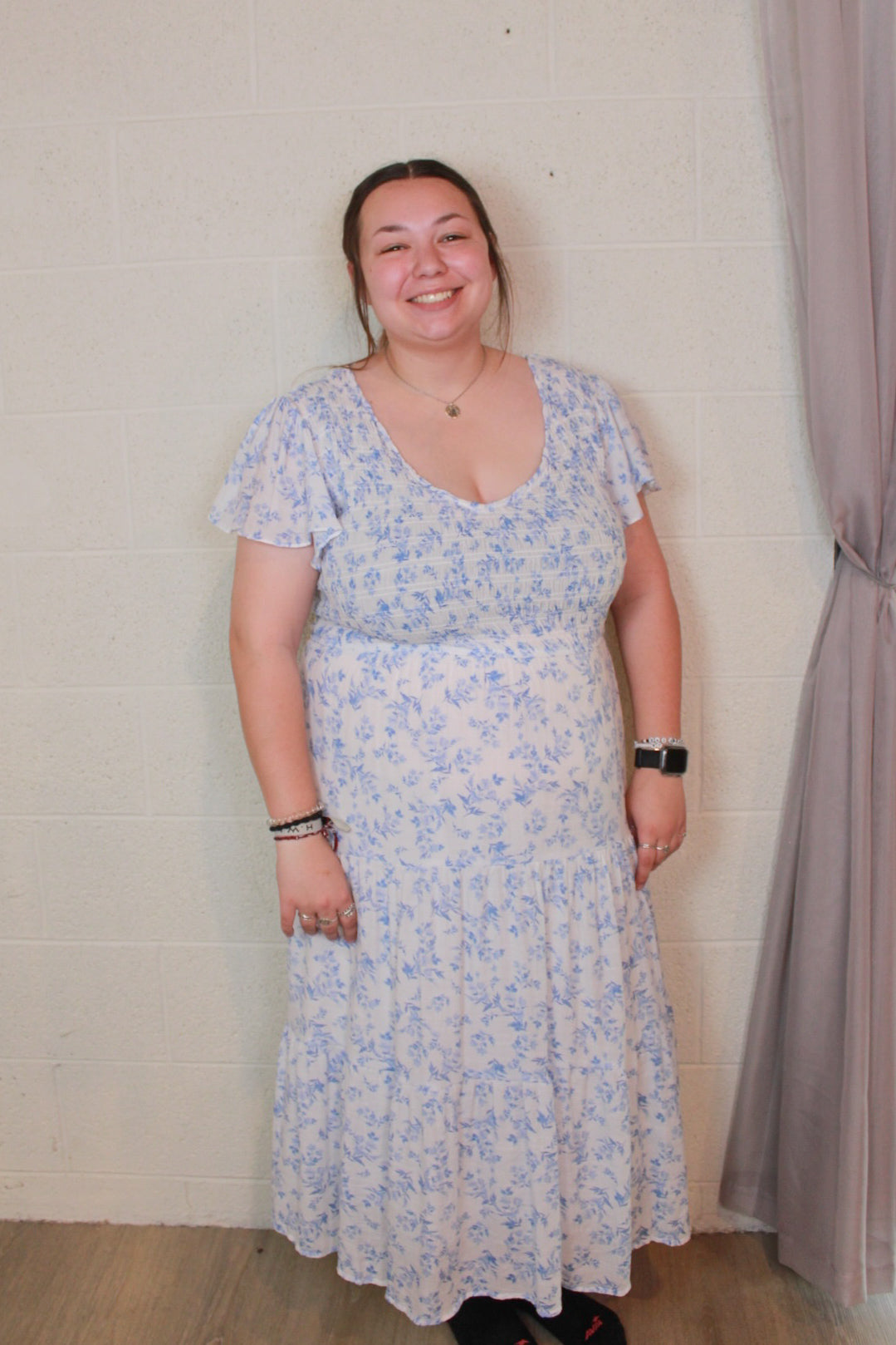 Floral Flutter Sleeve Dress