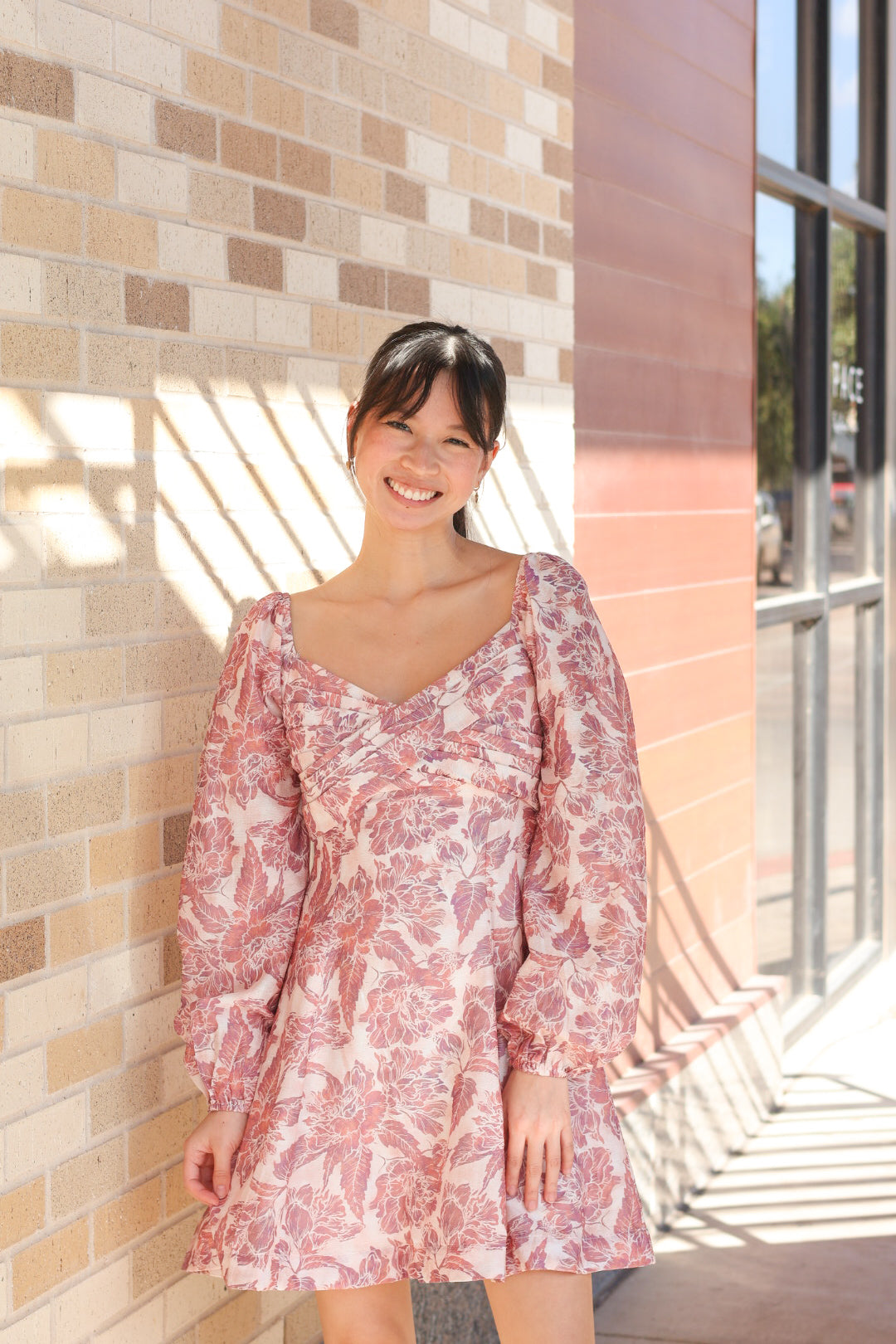 Mauve Sweetheart Long Sleeve Dress