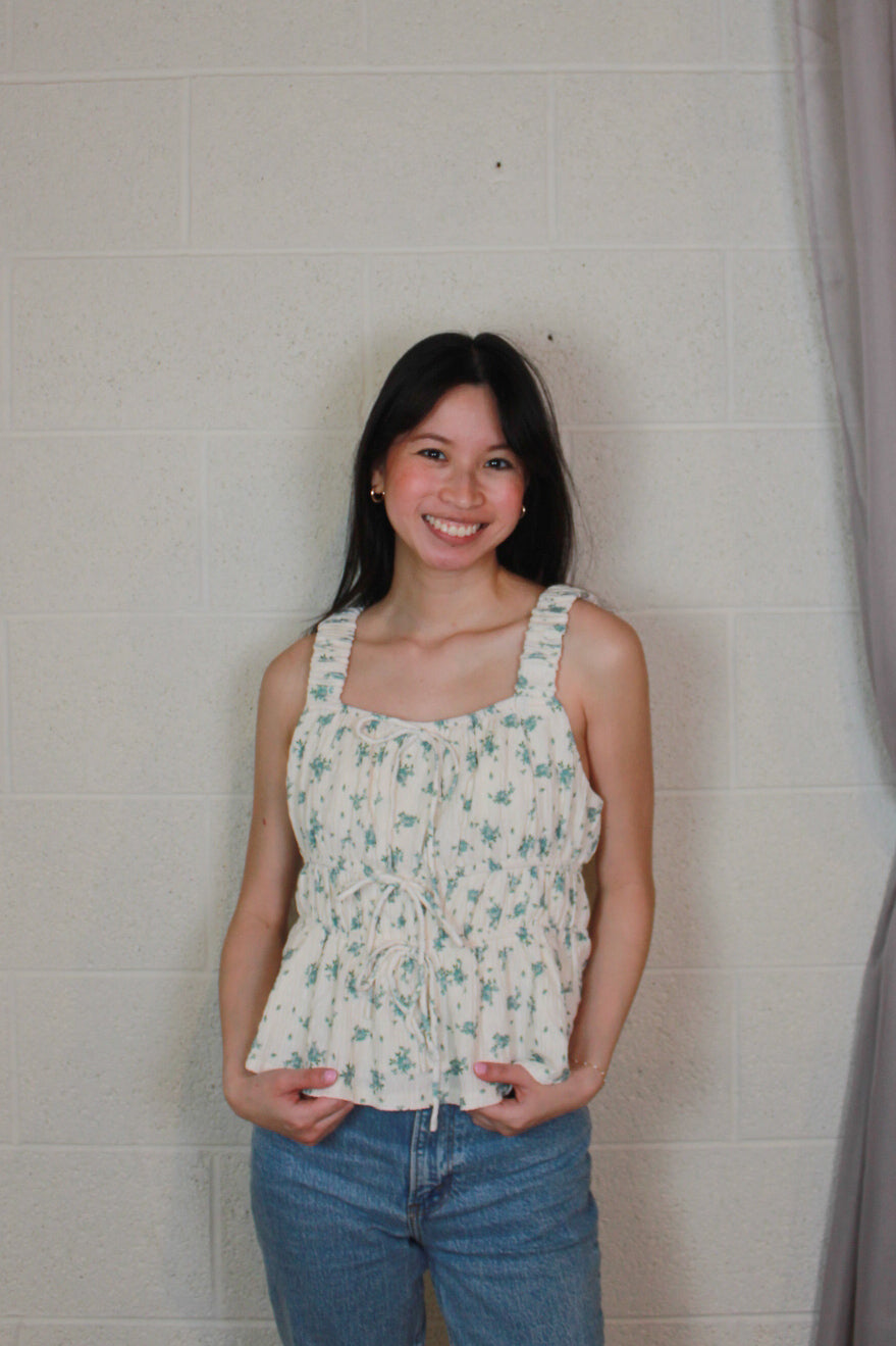 Floral Scrunchie Strap Tank