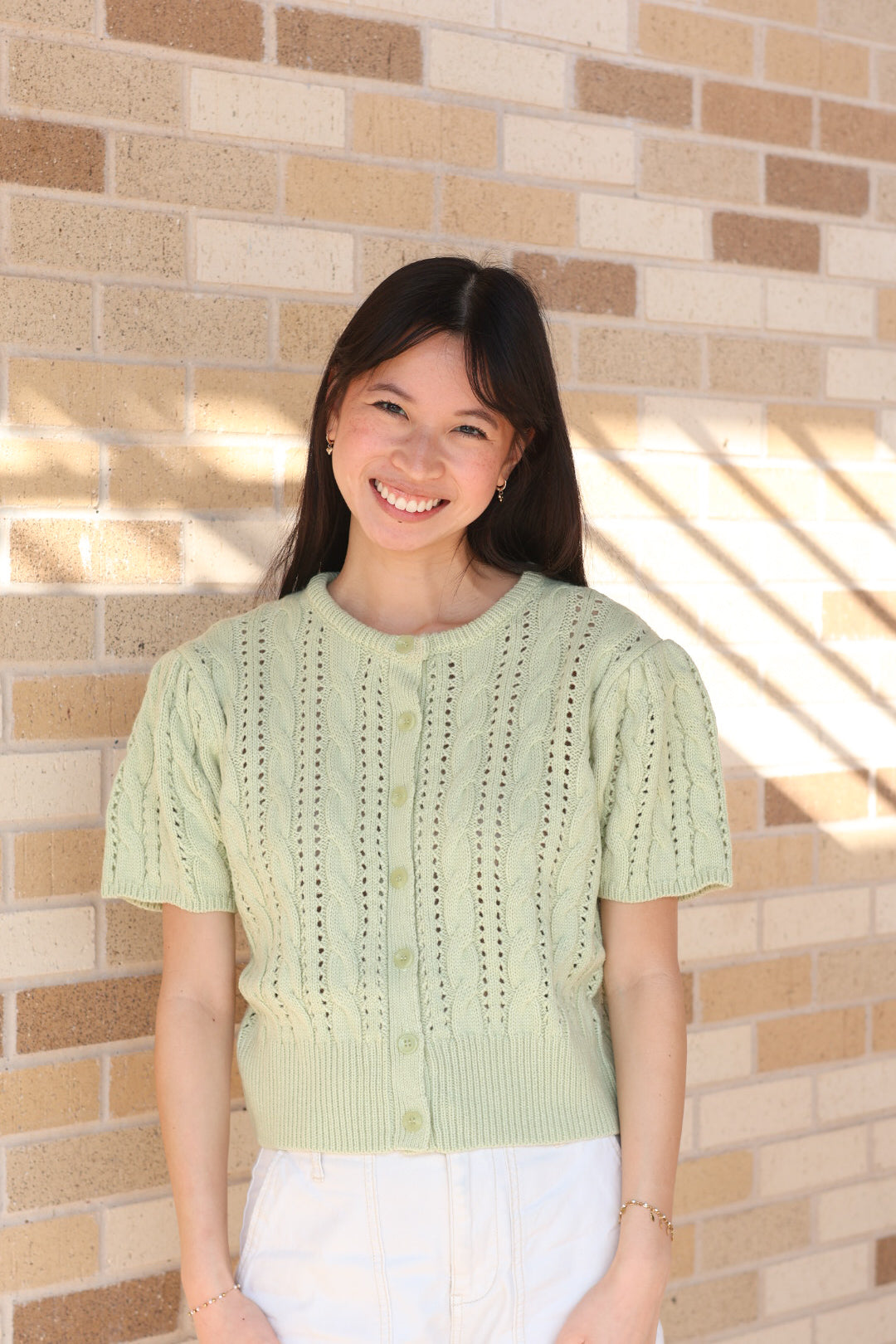 Light Green Cable Knit Top