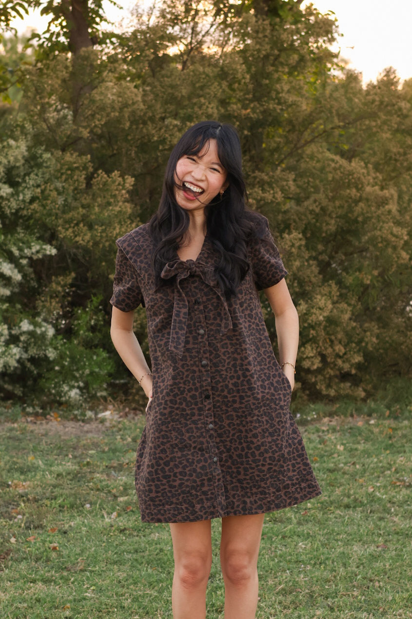 Leopard Sailor Collar Dress