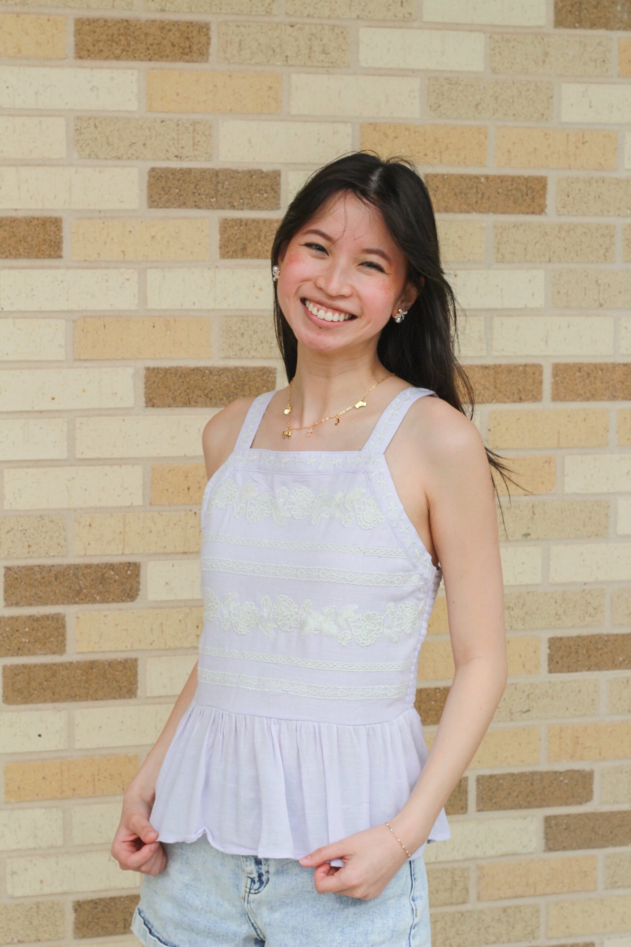 Lilac Embroidered Tank