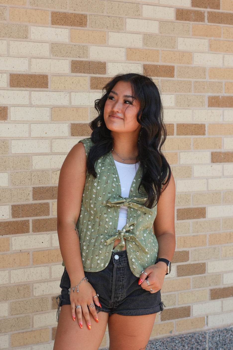 Sage Floral Quilted Vest