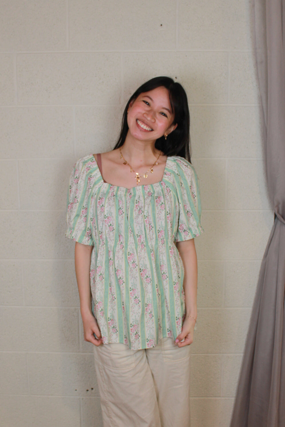 Floral Print Square Neck Top