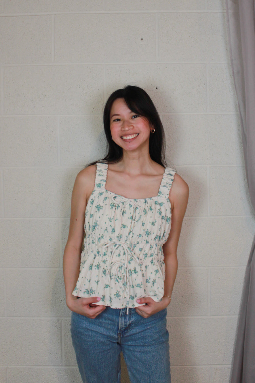 Floral Scrunchie Strap Tank