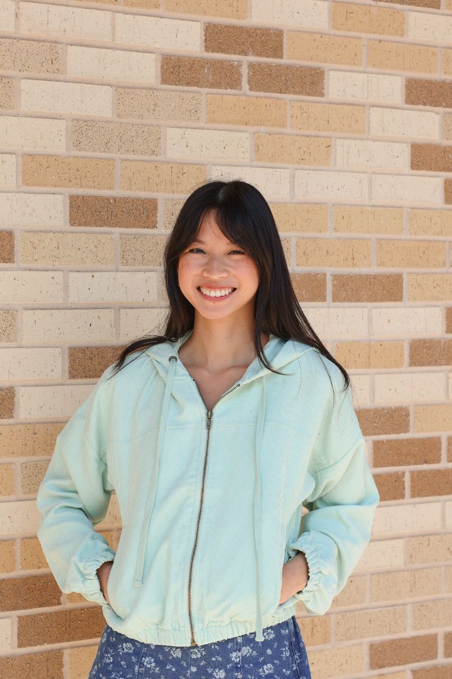 Mint Corduroy Zip Up Jacket