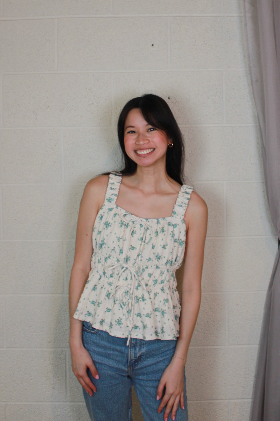 Floral Scrunchie Strap Tank