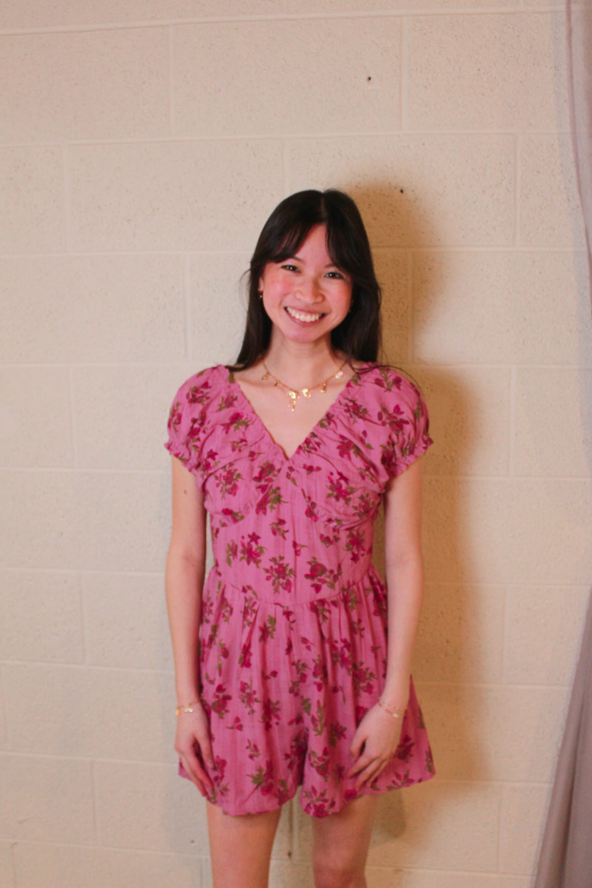 Pink Floral Romper