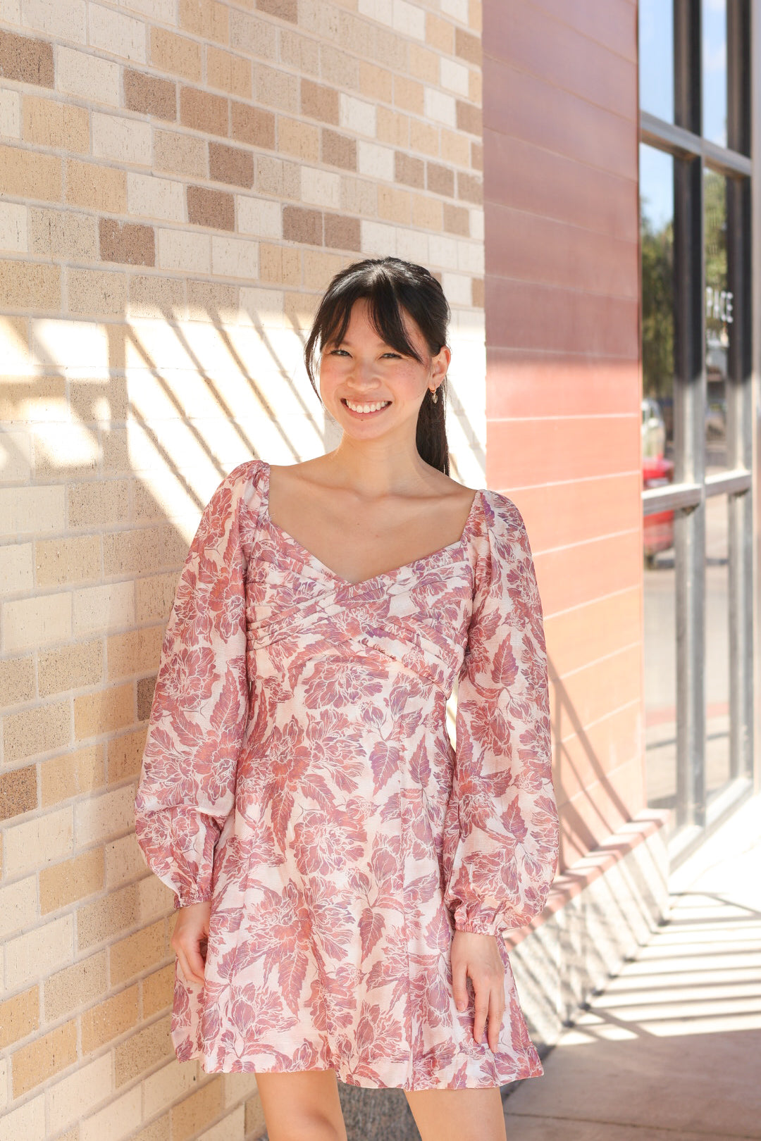 Mauve Sweetheart Long Sleeve Dress