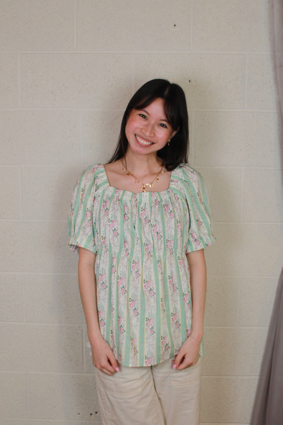 Floral Print Square Neck Top