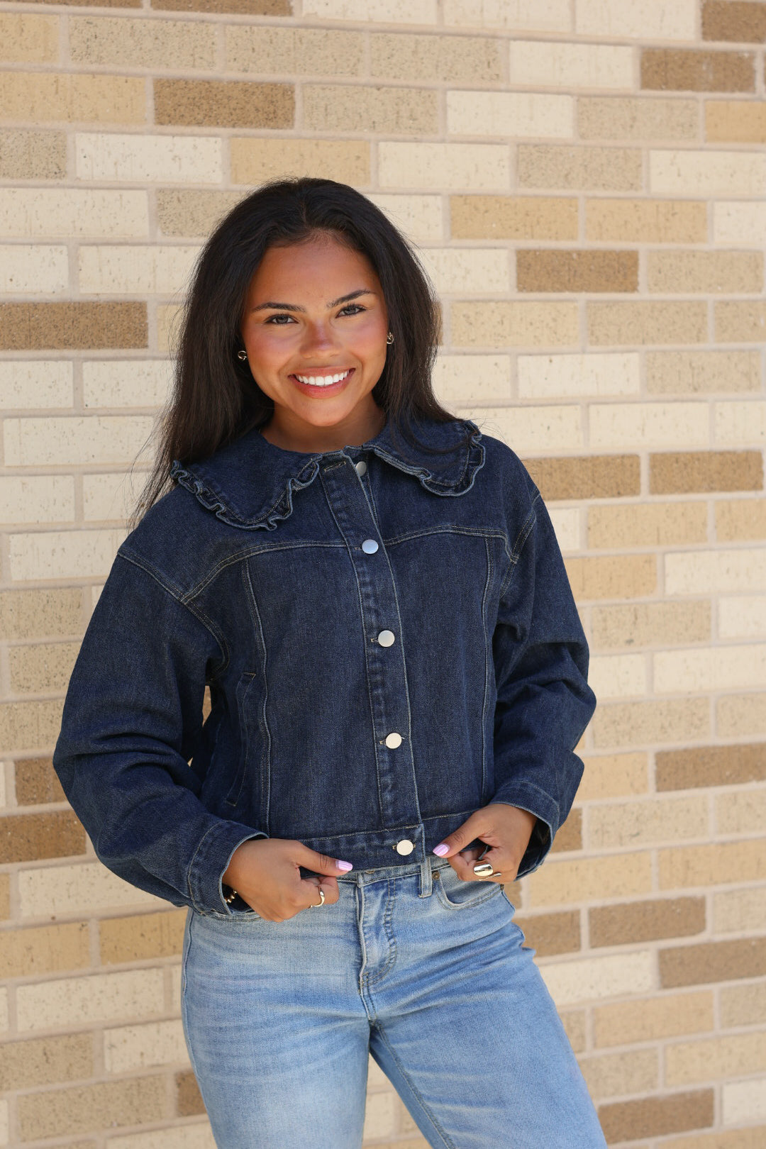 Denim Peter Pan Collar Jacket