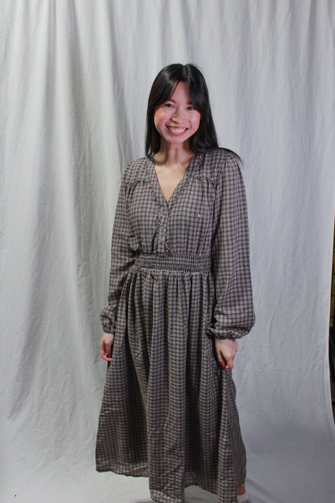 Plaid Long Sleeve Dress