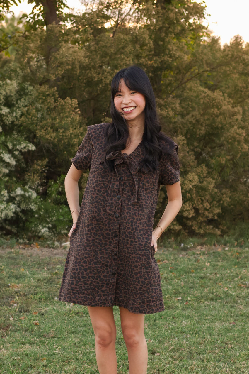 Leopard Sailor Collar Dress