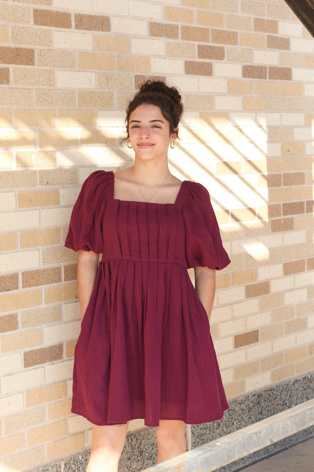 Deep Plum Pleated Dress