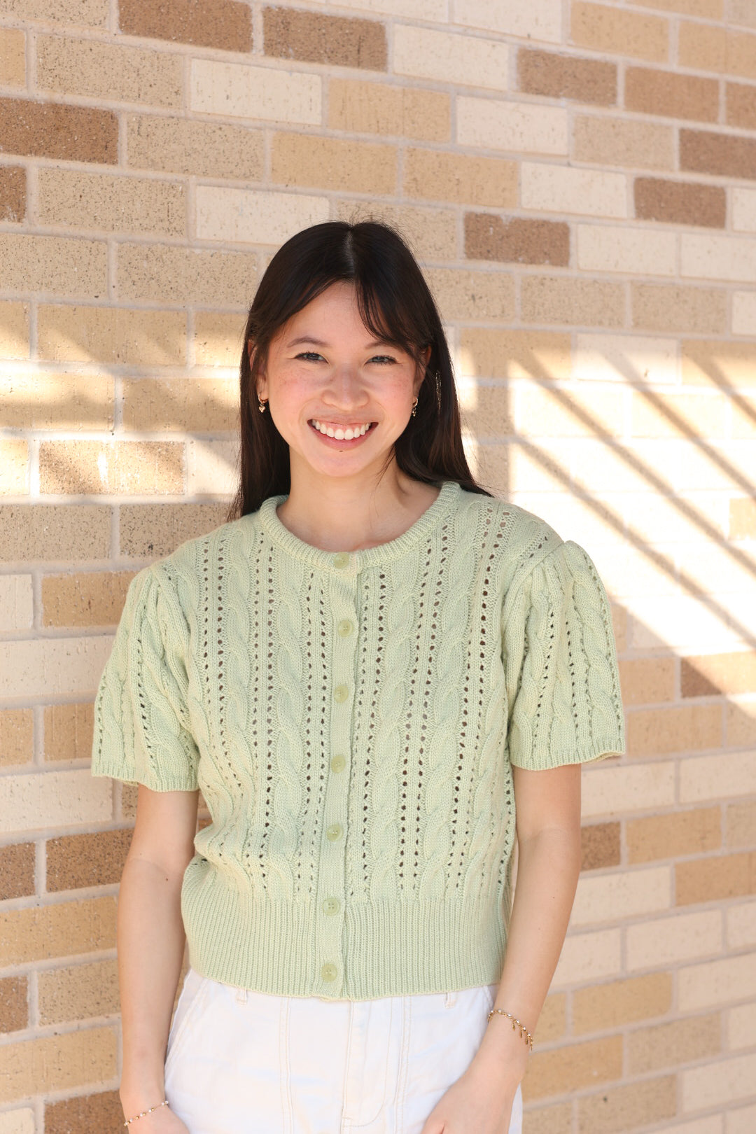 Light Green Cable Knit Top